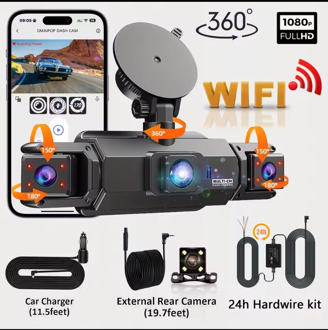 داش كام الذكية رباعية العدسات 360° بتغطية كاملة مع WiFi 5G فائق السرعة وتطبيق الهاتف المحمول