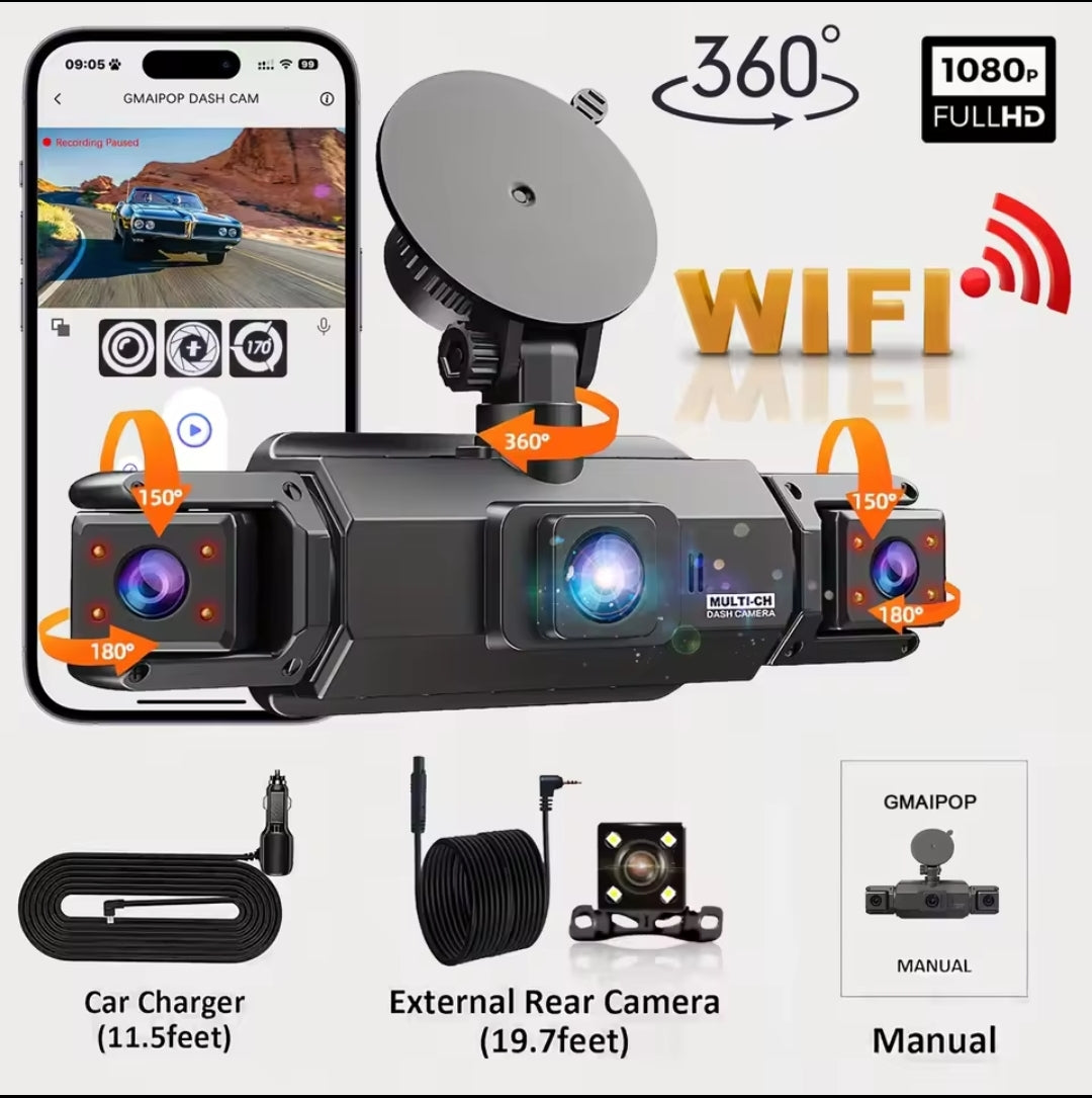 داش كام الذكية رباعية العدسات 360° بتغطية كاملة مع WiFi 5G فائق السرعة وتطبيق الهاتف المحمول